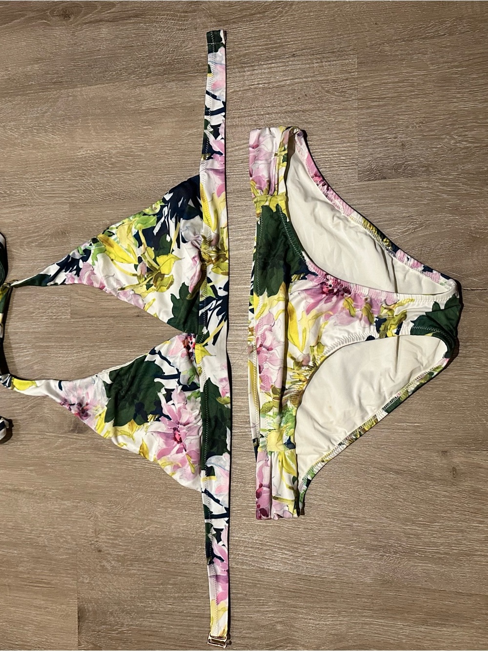 Swimwear, top and  Bikini Bottoms - Multicolor Floral Trim, from Anthropologie